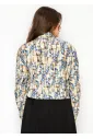 Abstract Cotton Button Front Blouse