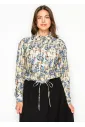 Abstract Cotton Button Front Blouse