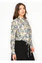 Abstract Cotton Button Front Blouse