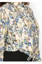 Abstract Cotton Button Front Blouse