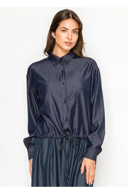 Everyday Blue Denim Modest Blouse