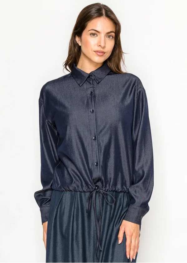 Everyday Blue Denim Modest Blouse