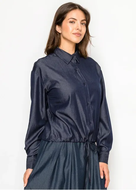Everyday Blue Denim Modest Blouse
