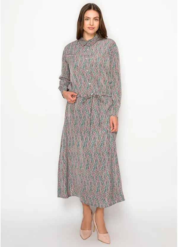 Sage and Rose Paisley Blouse and Skirt Set