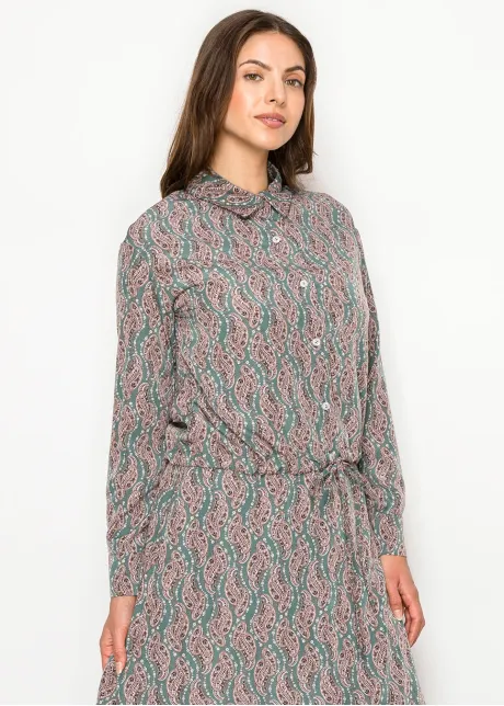 Paisley Print Blouse in Sage and Rose