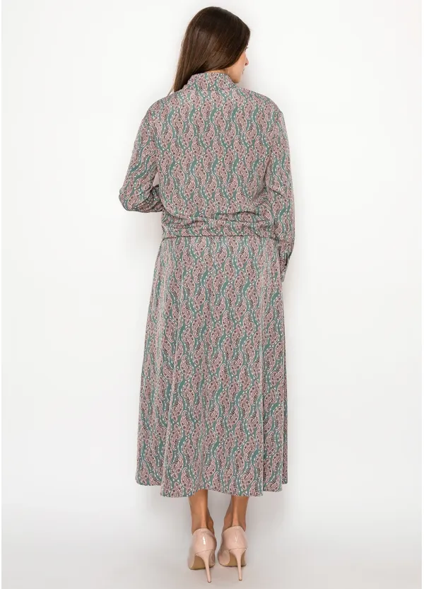 Sage and Rose Paisley Blouse and Skirt Set