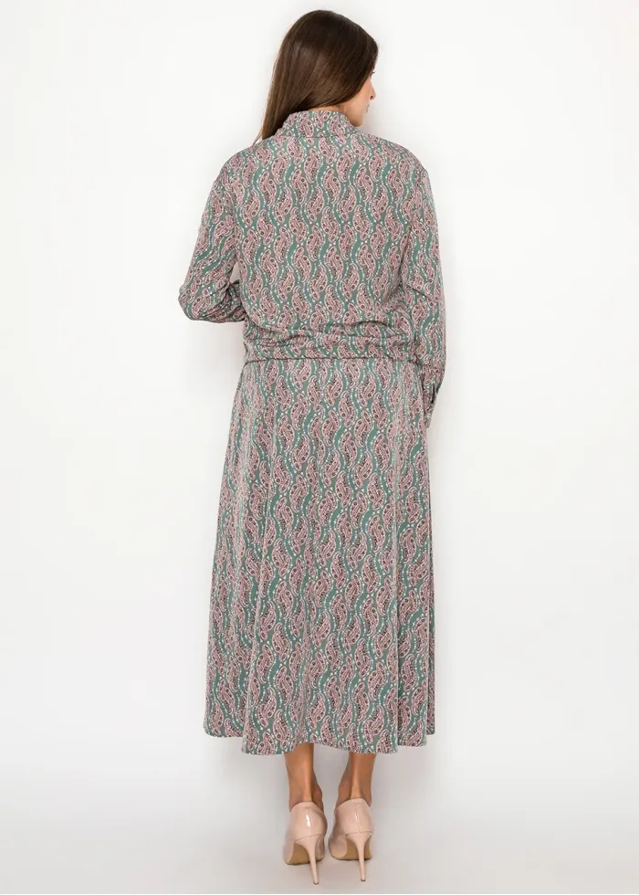 Sage and Rose Paisley Blouse and Skirt Set