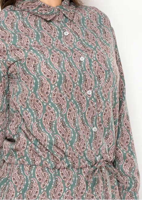 Paisley Print Blouse in Sage and Rose