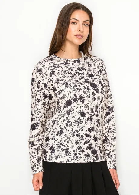 Black Floral Long Sleeve Modest T-Shirt