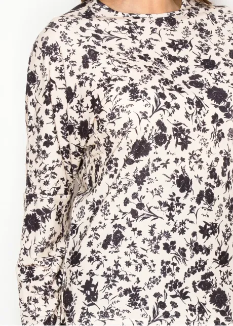 Black Floral Long Sleeve Modest T-Shirt