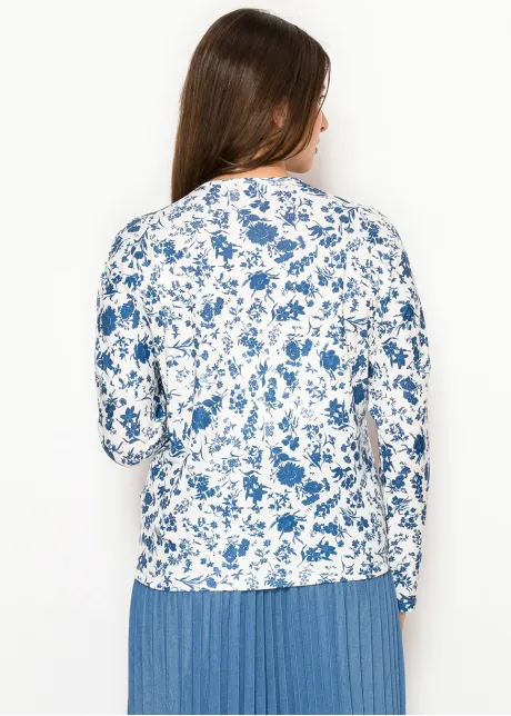 Blue Floral Long Sleeve Modest Tee