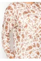 Rust Floral Cotton Blend Long Sleeve Tee