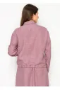 Mauve Button-Front Drawstring Blouse