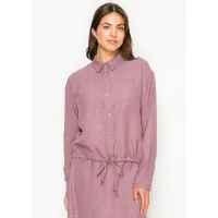 Mauve Button-Front Drawstring Blouse