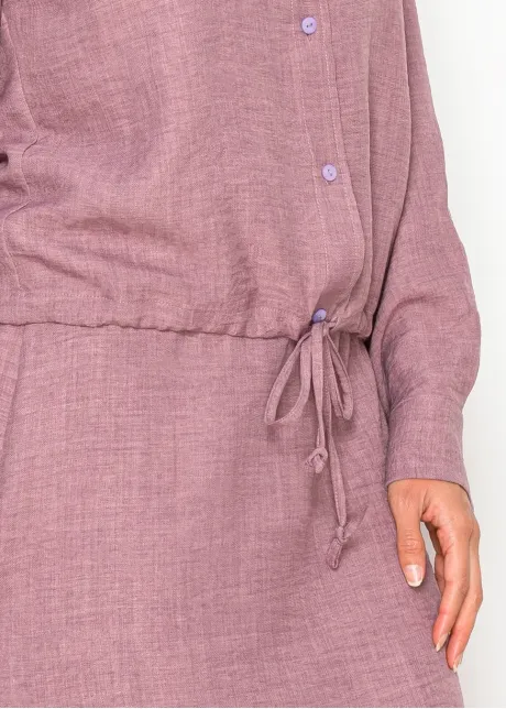 Mauve Button-Front Drawstring Blouse