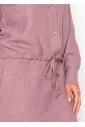 Mauve Button-Front Drawstring Blouse