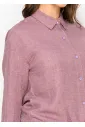 Mauve Button-Front Drawstring Blouse