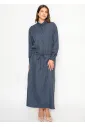 Navy Chambray Maxi Skirt with Elasticated Waist