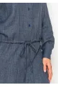 Navy Textured Blouse with Drawstring Waist