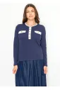 Navy Contrast Trim Cotton Henley Tee