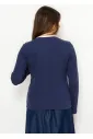 Navy Contrast Trim Cotton Henley Tee