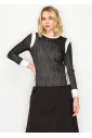Color-Block Long-Sleeve Tee — Dark Denim & White