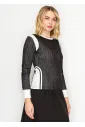 Color-Block Long-Sleeve Tee — Dark Denim & White