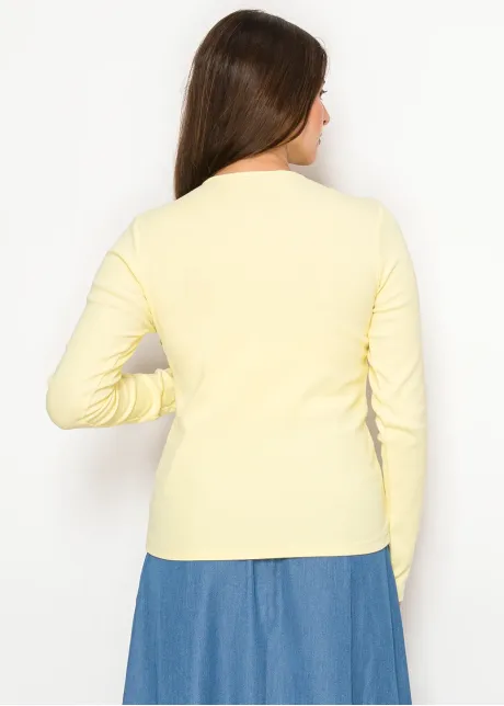 Pale Yellow Long Sleeve Henley Top