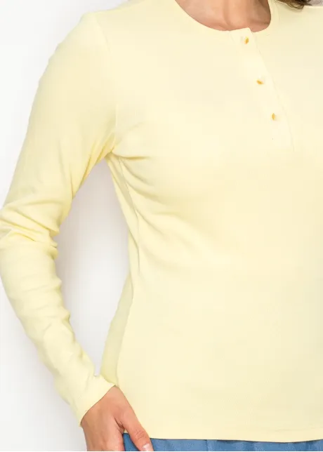 Pale Yellow Long Sleeve Henley Top