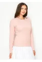 Blush Pink Ribbed Long Sleeve Henley Tee