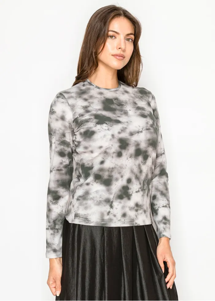 Abstract Black Long Sleeve Cotton T-Shirt