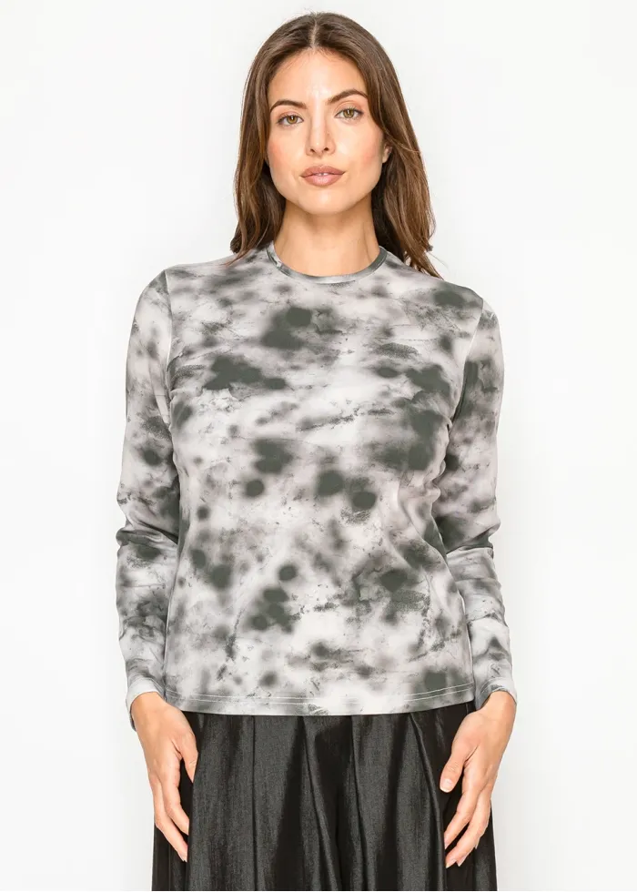 Abstract Black Long Sleeve Cotton T-Shirt