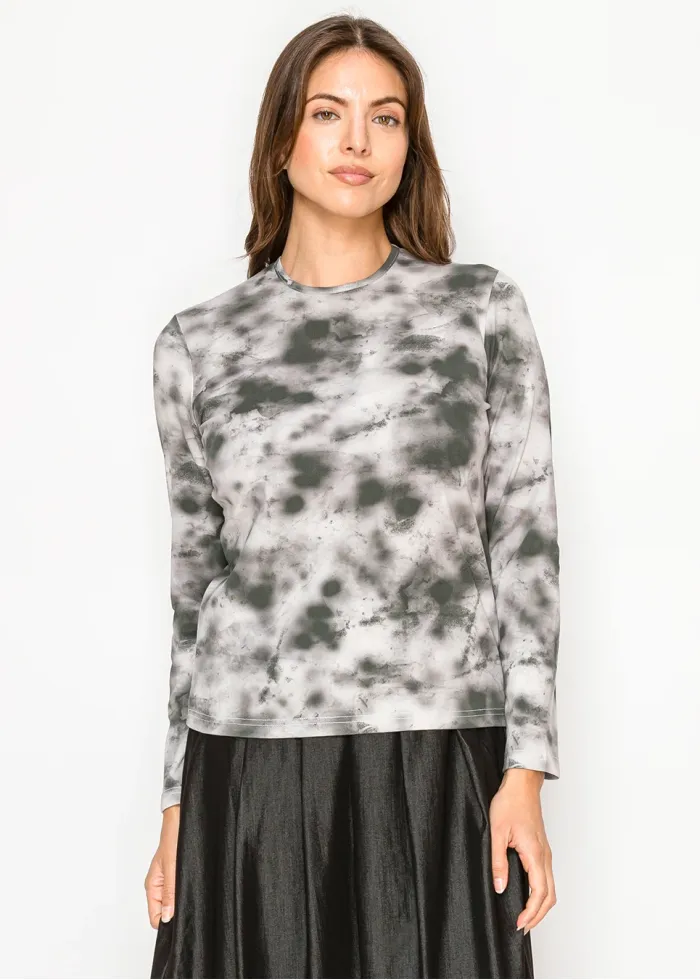 Abstract Black Long Sleeve Cotton T-Shirt