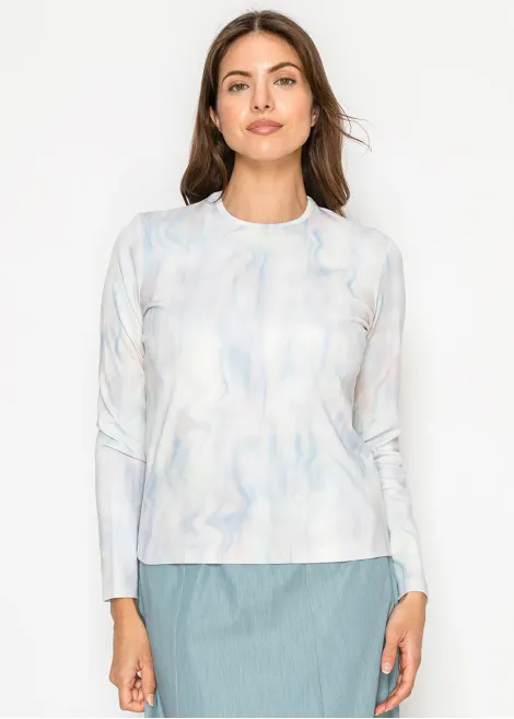 Blue Marble Long Sleeve Cotton T-Shirt