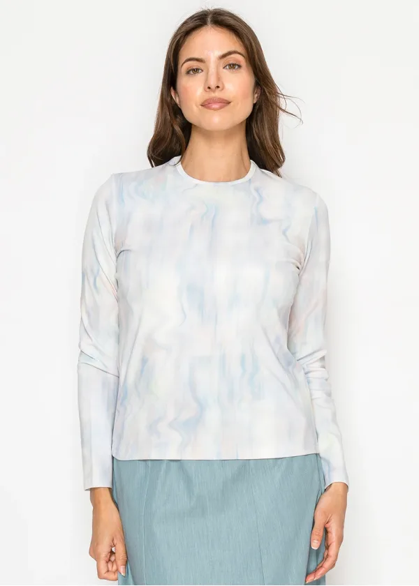 Blue Marble Long Sleeve Cotton T-Shirt