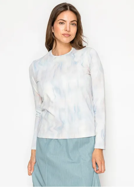 Blue Marble Long Sleeve Cotton T-Shirt