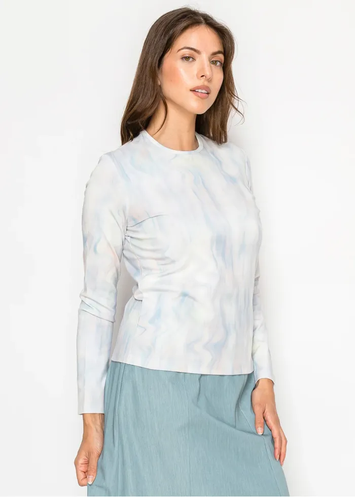 Blue Marble Long Sleeve Cotton T-Shirt