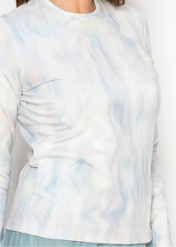 Blue Marble Long Sleeve Cotton T-Shirt