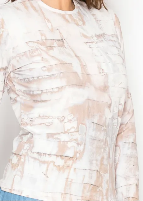 Stretch Cotton Marble Print Long Sleeve Tee