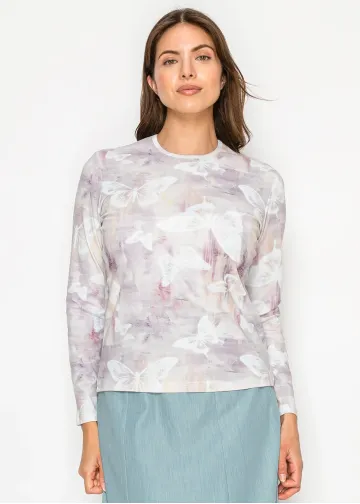 Purple Butterfly Long Sleeve Tee