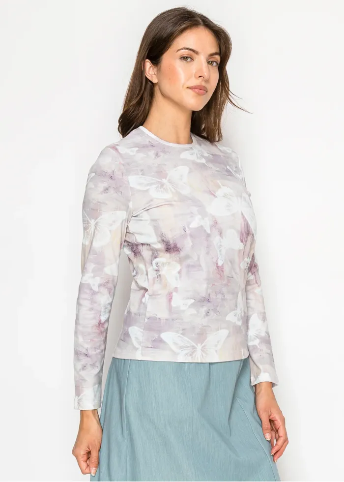 Purple Butterfly Long Sleeve Tee