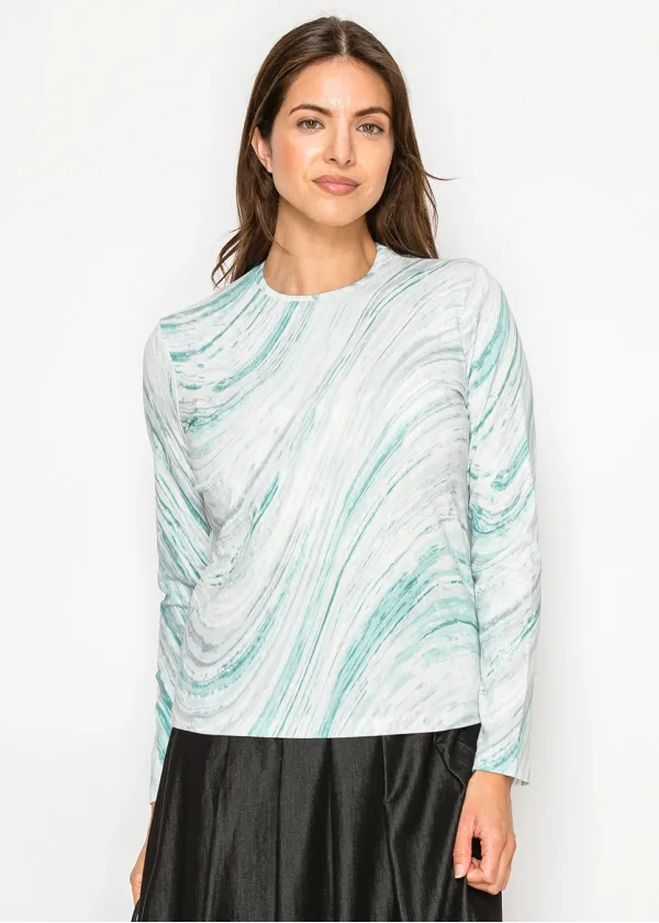 Turquoise Marble Long Sleeve Tee