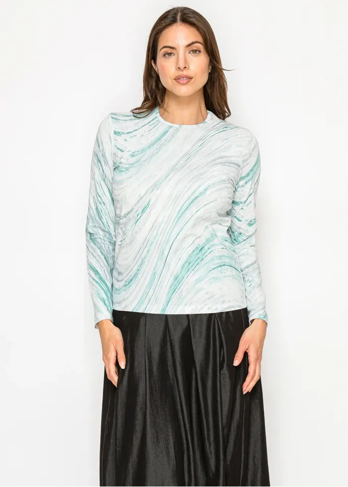 Turquoise Marble Long Sleeve Tee