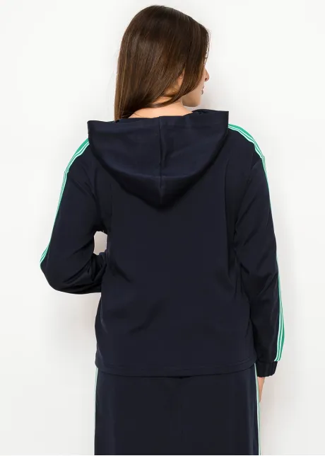 Stripe Hooded Cotton Blend Tee – Navy