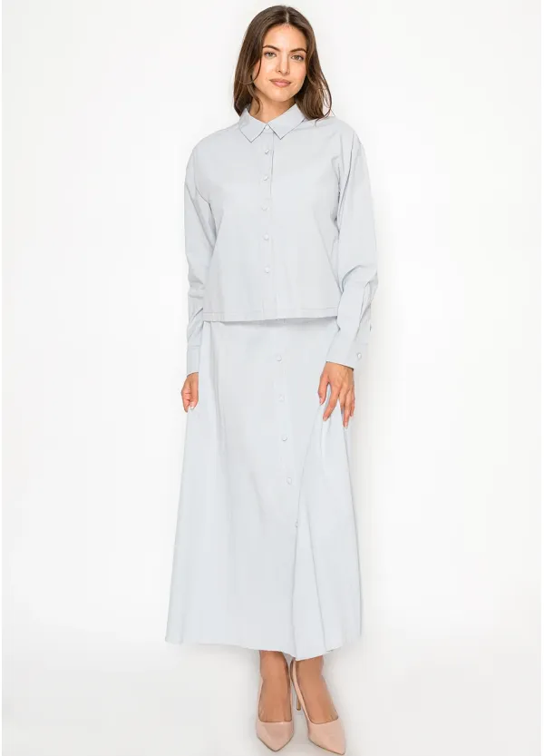 Light Blue Button-Front Matching Set