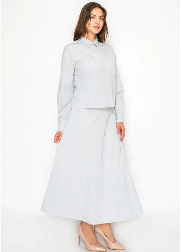 Light Blue Button-Front Matching Set