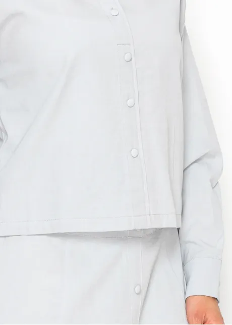 Soft Blue Structured Cotton Blend Blouse