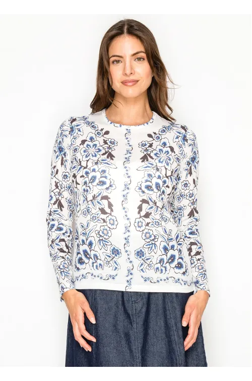 Long-Sleeve Tee with Allover Floral Print