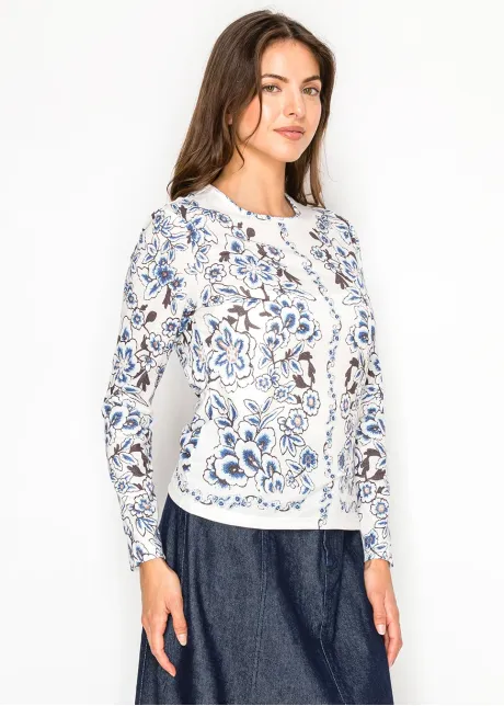 Long-Sleeve Tee with Allover Floral Print
