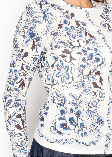 Long-Sleeve Tee with Allover Floral Print